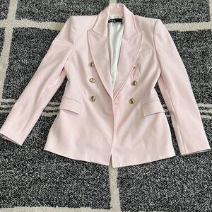 Zara Light Pink Blazer with Gold Buttons
